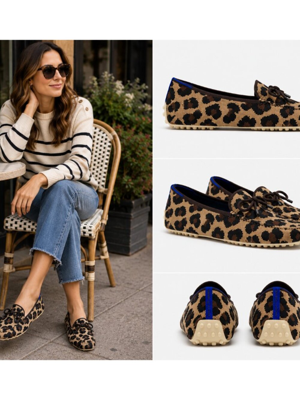 Rothys The Driver Moccasins Loafers Shoes Womens Size 5 Espresso Leopard Print
